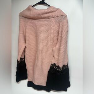 Lane Bryant Pink and Black Cowl Neck Sweater
